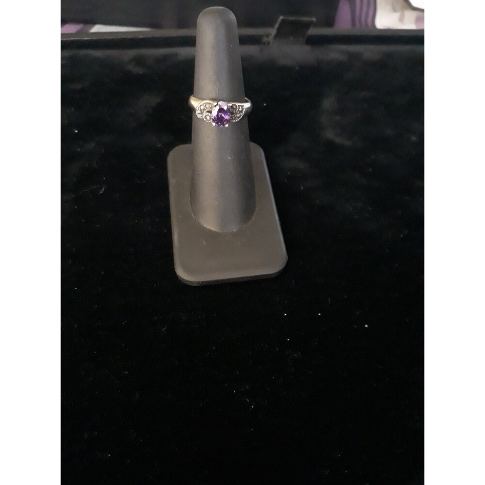 Sterling Silver Ring marcasite amethyst